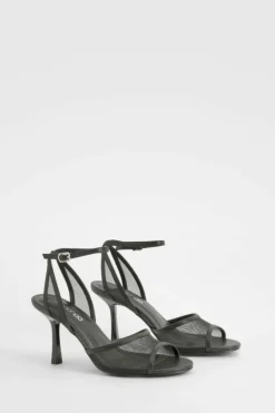 Heels*boohoo Mesh Stiletto Two Part Heels black
