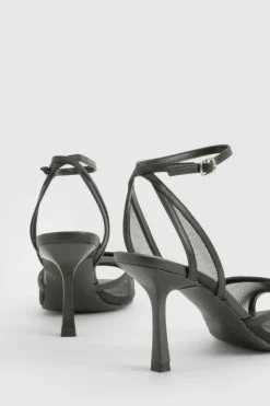 Heels*boohoo Mesh Stiletto Two Part Heels black