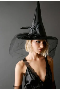Hats & Gloves|Hats & Gloves*NastyGal Mesh Veil Witch Hat black