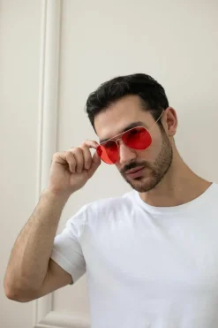 Sunglasses*SVNX Metal Frame Aviator Sunglasses Silver