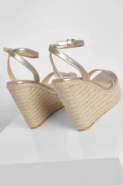 Wedges|Heels*boohoo Metallic Barely There High Wedge gold