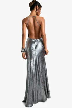 Cami Dresses*boohoo Metallic Cowl Maxi Dress silver