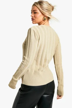 Cardigans*boohoo Thick Rib Knitted Cardigan metallic gold