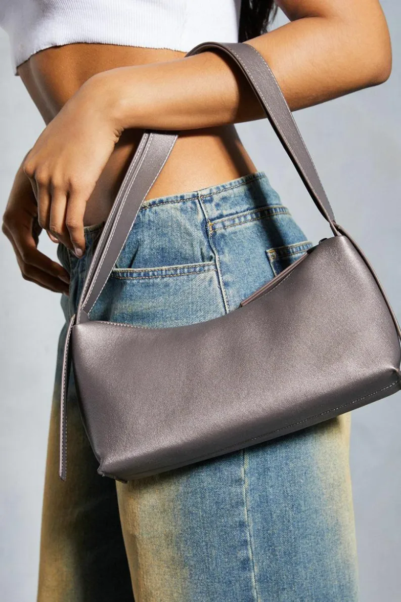 Handbags*MissPap Metallic Leather Look Grab Bag bronze