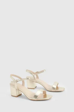 Heels*boohoo Metallic Low block 2 part heel gold