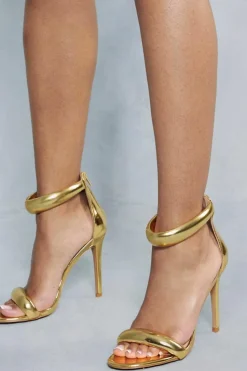 Heels*MissPap Metallic Padded Barely There Heels gold