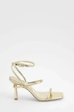 Heels*boohoo Metallic Padded Strappy High Heels gold