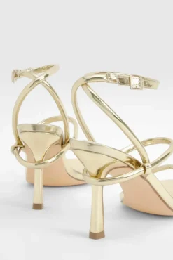 Heels*boohoo Metallic Padded Strappy High Heels gold