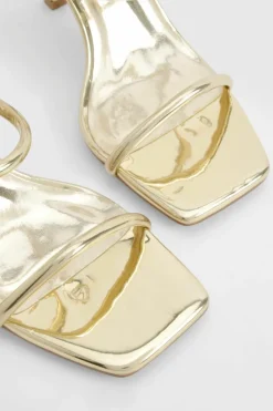 Heels*boohoo Metallic Padded Strappy High Heels gold
