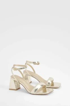 Heels*boohoo Metallic Padded Strappy Two Part Heels gold