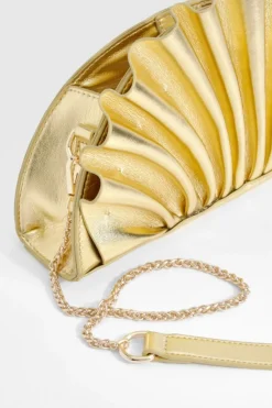 Handbags|Clutch Bags*boohoo Metallic Ruffle Clutch Bag gold