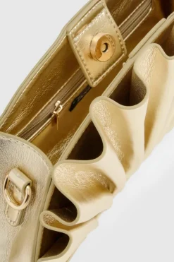Handbags|Clutch Bags*boohoo Metallic Ruffle Clutch Bag gold