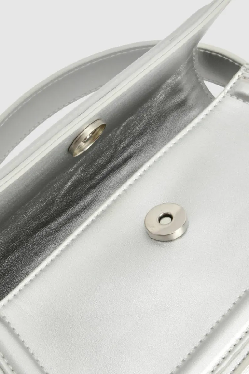 Handbags*boohoo Metallic Flapover Structured Grab Bag silver