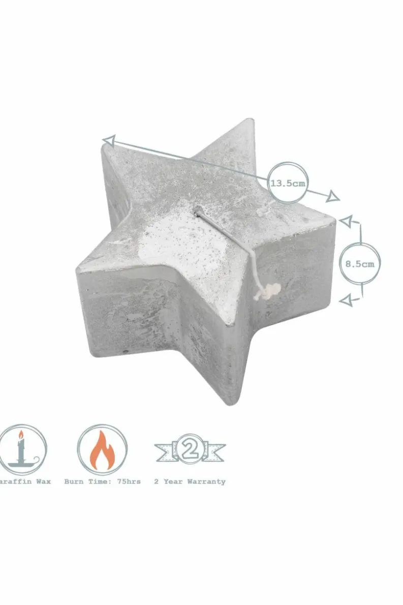 Candles & Diffusers|Candles*Nicola Spring Metallic Star Candle 75 Hours Pack of 3 Silver