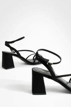 Sandals|Heels*boohoo Mid Block Heel Strappy Sandals black