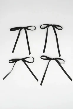 Hair Accessories*My Accessories London Mini Satin Bows 4 Pack in Black