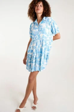 Shirt Dresses*Blue Vanilla Mini Smock Shirt Dress Light Blue