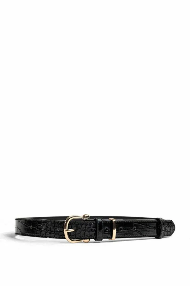 Belts*My Accessories London Minimal Croc Belt Black