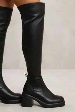 Over The Knee Boots|Chunky Boots*Where's That From Minnie' Over The Knee Boot With Chunky Heel Black