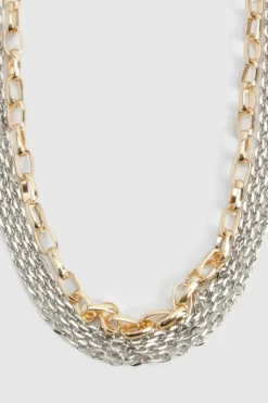 Necklaces*boohoo Mix Metal Chain Statement Necklace gold