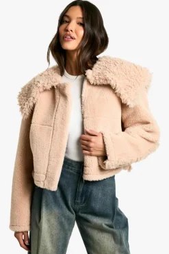 Up To 80% Off Winter Warmers|Faux Fur Coats*boohoo Mixed Faux Fur Collared Detail Jacket pink