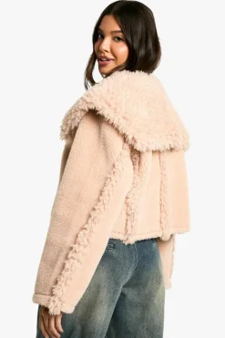 Up To 80% Off Winter Warmers|Faux Fur Coats*boohoo Mixed Faux Fur Collared Detail Jacket pink