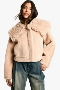Up To 80% Off Winter Warmers|Faux Fur Coats*boohoo Mixed Faux Fur Collared Detail Jacket pink