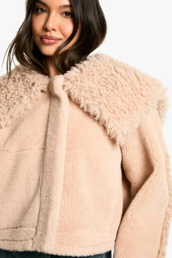 Up To 80% Off Winter Warmers|Faux Fur Coats*boohoo Mixed Faux Fur Collared Detail Jacket pink