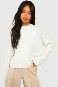 Jumpers*boohoo Mixed Rib Sleeve Soft Knit Jumper ecru