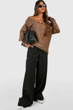 Oversized Jumpers|Jumpers*boohoo Oversized Collar Jumper mocha