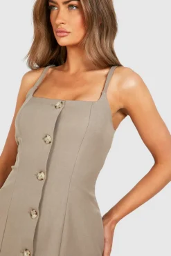 Mini Dresses|Suits & Tailoring*boohoo Mock Horn Button Front Fitted Mini Dress mocha