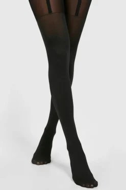 Tights & Socks|Tights & Socks*boohoo Mock Suspender Tights black