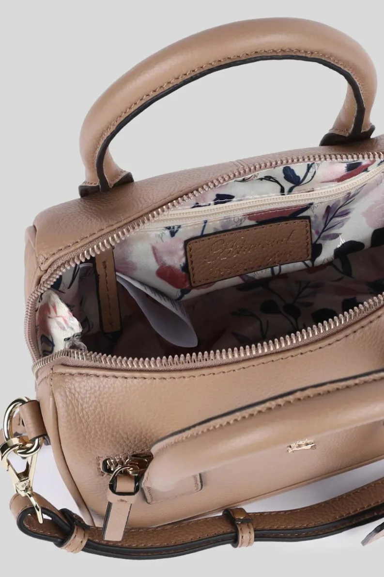 Cross-Body Bags|Handbags*Ashwood Leather Moda Siciliana' Real Leather Tote Crossbody Bag Beige
