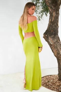 Maxi Dresses|Long Sleeve Dresses*boohoo Molly Smith Cut Out Trim Detail Maxi Dress olive