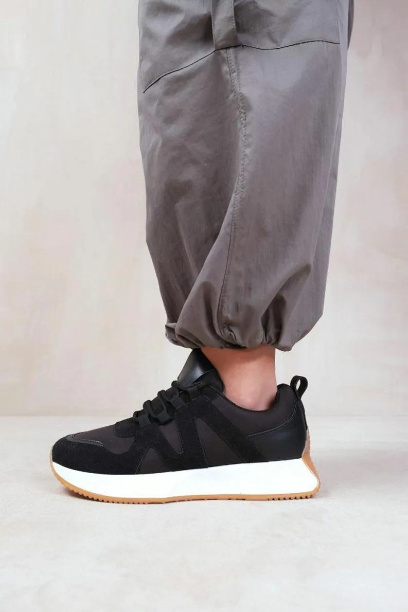 Trainers*Where's That From Momentum' Runner Sneaker Trainers With Suede Detail Black