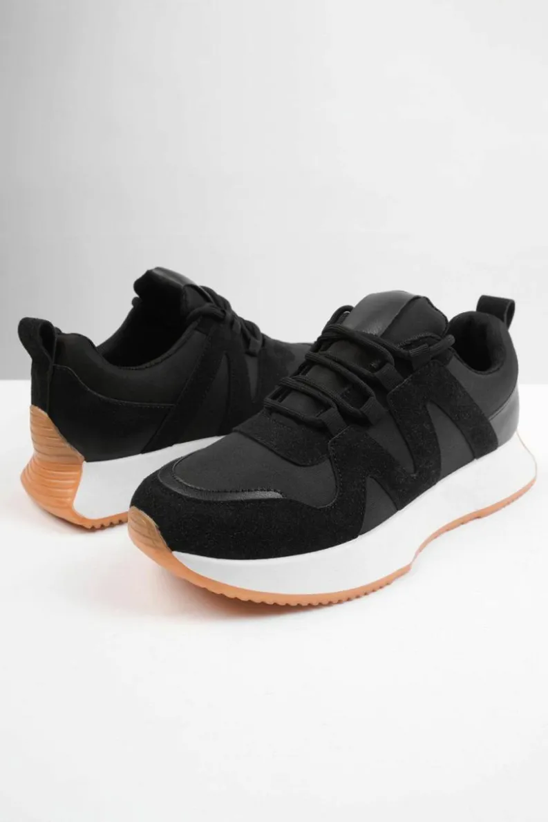 Trainers*Where's That From Momentum' Runner Sneaker Trainers With Suede Detail Black
