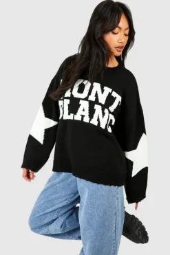 Oversized Jumpers*boohoo Mont Blanc Knitted Oversized Crew Neck Jumper black