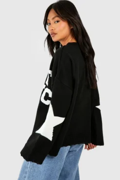 Oversized Jumpers*boohoo Mont Blanc Knitted Oversized Crew Neck Jumper black