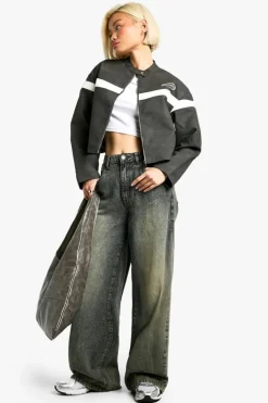 Up To 80% Off Winter Warmers|Biker Jackets*boohoo Moto Faux Leather Jacket grey