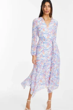 Wrap Dresses|Midi Dresses*Quiz Ditsy Print Chiffon Wrap Midi Dress Multi