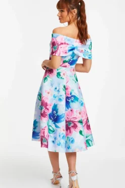 Midi Dresses*Quiz Floral Bardot Skater Midi Dress Multi