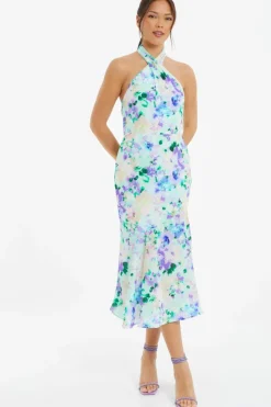 Midi Dresses*Quiz Floral Halter Neck Midi Dress Multi