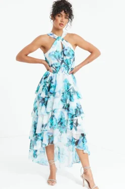 Midi Dresses*Quiz Floral Tiered Dip Hem Midi Dress Multi