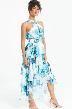 Midi Dresses*Quiz Floral Tiered Dip Hem Midi Dress Multi