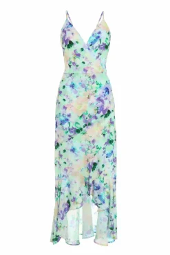 Wrap Dresses*Quiz Floral Wrap Dip Hem Maxi Dress Multi