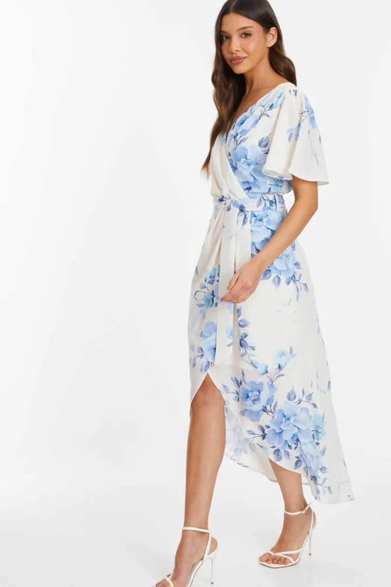 Wrap Dresses|Midi Dresses*Quiz Floral Wrap Midi Tie Dress Multi