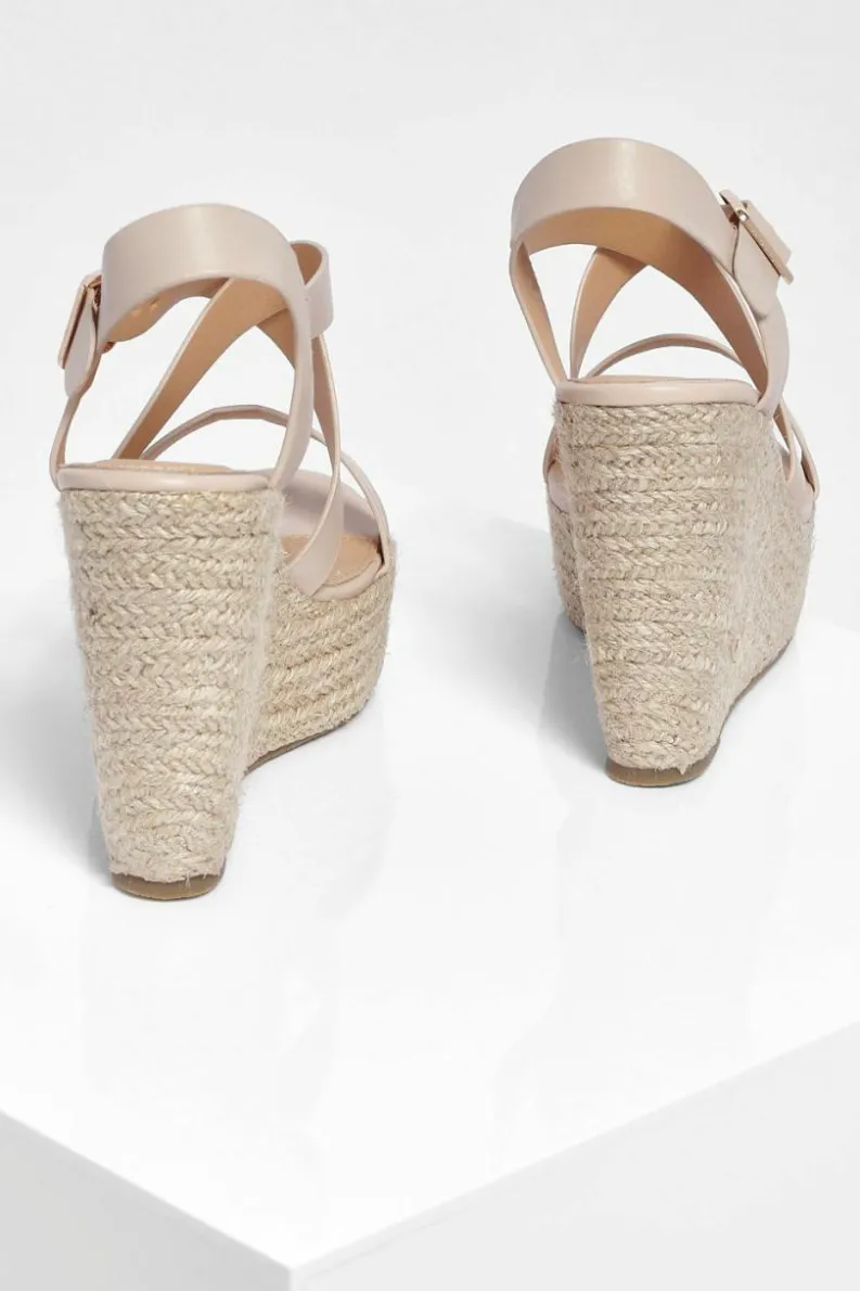 Wedges|Sandals*boohoo Multi Strap Espadrille Wedges nude