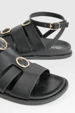 Sandals*boohoo Multi Strap Foot Bed Sandals black