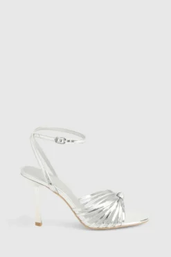 Heels*boohoo Multi Strap Knot Front Stiletto Heels silver