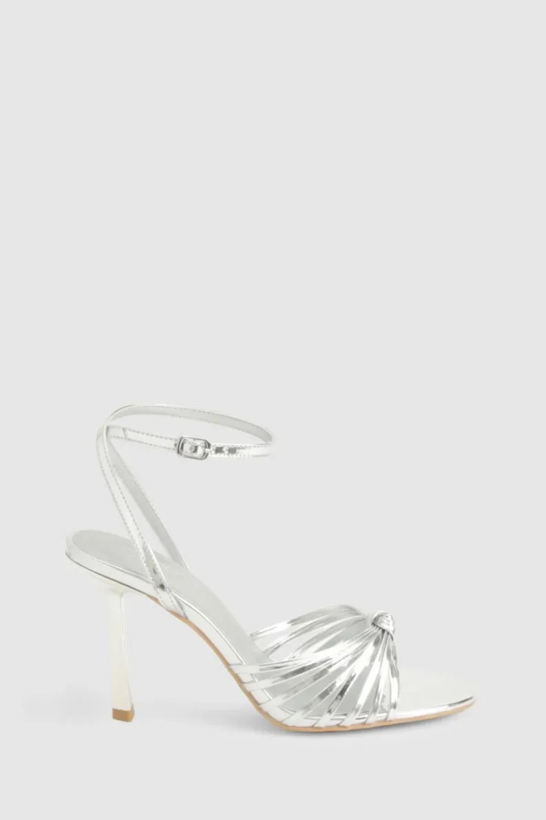 Heels*boohoo Multi Strap Knot Front Stiletto Heels silver